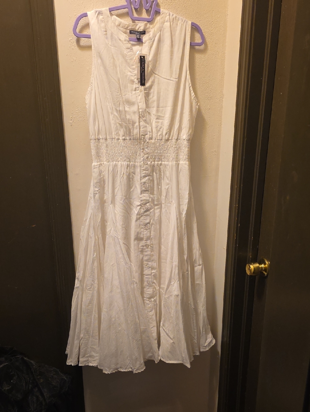Chelsea & Theodore White Sleeveless Button-Front Midi Dress XL. NWT